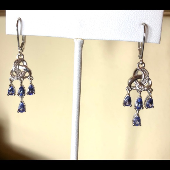 Genuine AAA Tanzanite Earrings - Picture 3 of 6